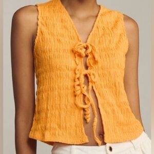 Anthropologie Apricot Sleeveless Tie Front Sleeveless Top / Large